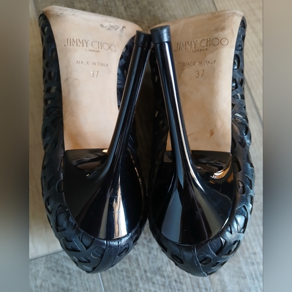 Jimmy Choo Tactic Black Nappa and Shiny Leather Sandal Booties. Size 37 - Picture 11 of 13